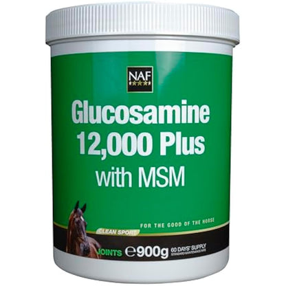NAF Glucosamine 12,000 Plus with MSM – 900g Joint Support Supplement for Horses – High-Strength Glucosamine Sulphate & MSM – Supports Mobility, Flexibility & Connective Tissue Health