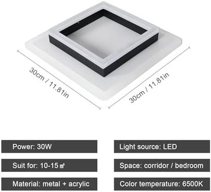 DELIPOP Square LED Ceiling Light, 30W 3375LM Modern LED Ceiling Lamp, Cold White 6500K LED Ceiling Lights for Bedroom Hallway Office Kitchen Living Room