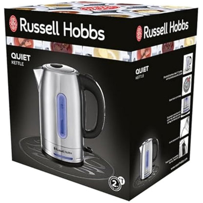 Russell Hobbs Electric Kettle (For Hot Water, Tea or Coffee, 1.7L, Brushed stainless steel, Quiet boil technology, Rapid Boil, Perfect pour) Quiet Boil 26300