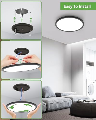 zemty 2 Pack 29W 3200LM LED Ceiling Light, 30cm Bathroom Lights Ceiling 3000K/4500K/6000K 3 Color Temperature Flush Ceiling Light Round Ultra Thin for Bedroom, Living Room, Kitchen