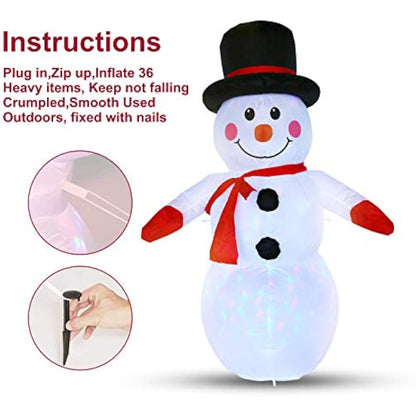 Uten Inflatable Snowman Christmas Decoration Outdoor Indoor with Rotating LED Light Up Home Garden Lawn Yard Party 4Ft