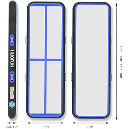 HIJOFUN Inflatable Gymnastics Mat 3m/4m/5m/6m with Practical Pump and 10/20cm Thick Aerobatic Tracks Inflatable Gymnastics Gymnastics Tumbling Yoga Taekwondo