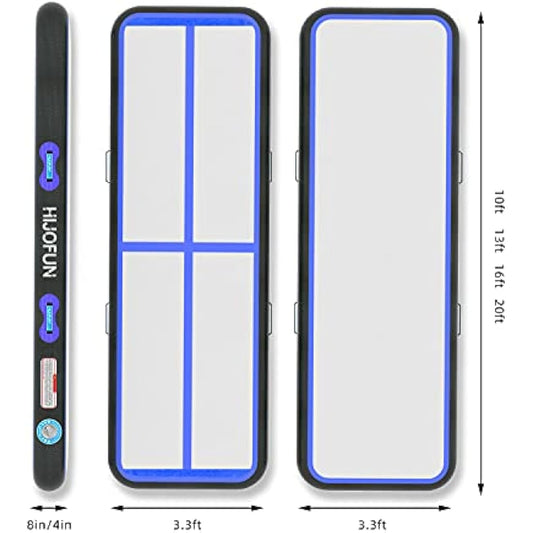 HIJOFUN Inflatable Gymnastics Mat 3m/4m/5m/6m with Practical Pump and 10/20cm Thick Aerobatic Tracks Inflatable Gymnastics Gymnastics Tumbling Yoga Taekwondo