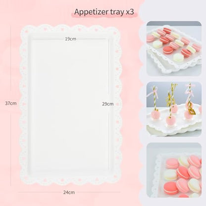 Pack of 10 NWK Cake Stand, Cupcake Stand, with 3 x Two-Tier Cupcake Stands, 3 x Three-Tier Cupcake Stands, 4 x Appetizer Trays, for Birthday Baby Bridal Shower Party (White)