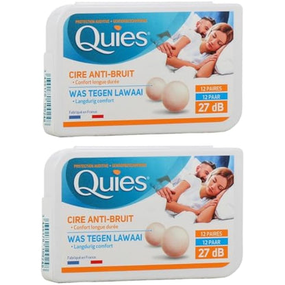 Quies Boules Natural Wax Earplugs Pack 2 x 12 Pairs of Earplugs