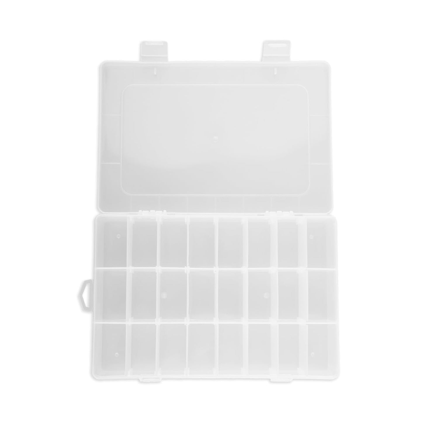 Bojueshaw Transparent 24-Grid Storage Box for Jewelry, Sewing Accessories, Medication, DIY Parts Organizer, Removable Compartments for Small Parts