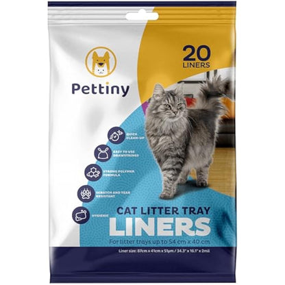 Pettiny 20 Cat Litter Tray Liners with Drawstrings Scratch Resistant Bags for Medium and Large Litter Box