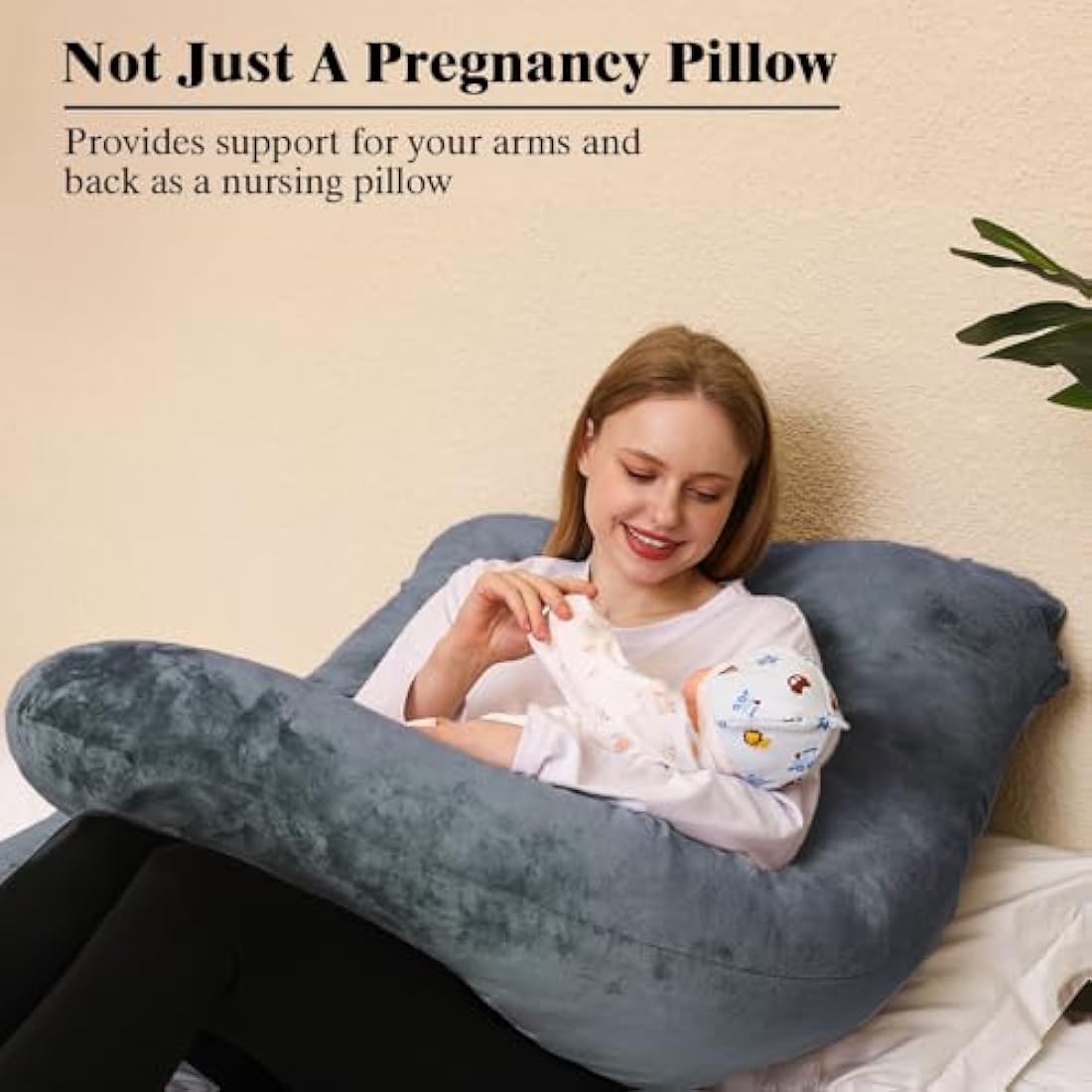 Chilling Home Pregnancy Pillows for Sleeping,U Shaped Maternity Pillow Pillow,55 inch Full Body Pillow Long Pillows for Sleeping, Maternity&Body Pillows for adults with Cover Velvet,Light Black