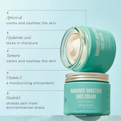 Lucy Bee Organic Radiance Boosting Face Cream, Certified Organic Face Moisturiser, Dermatologically Approved for Sensitive Skin, Vegan, Cruelty-Free, Palm Oil Free, 55ml