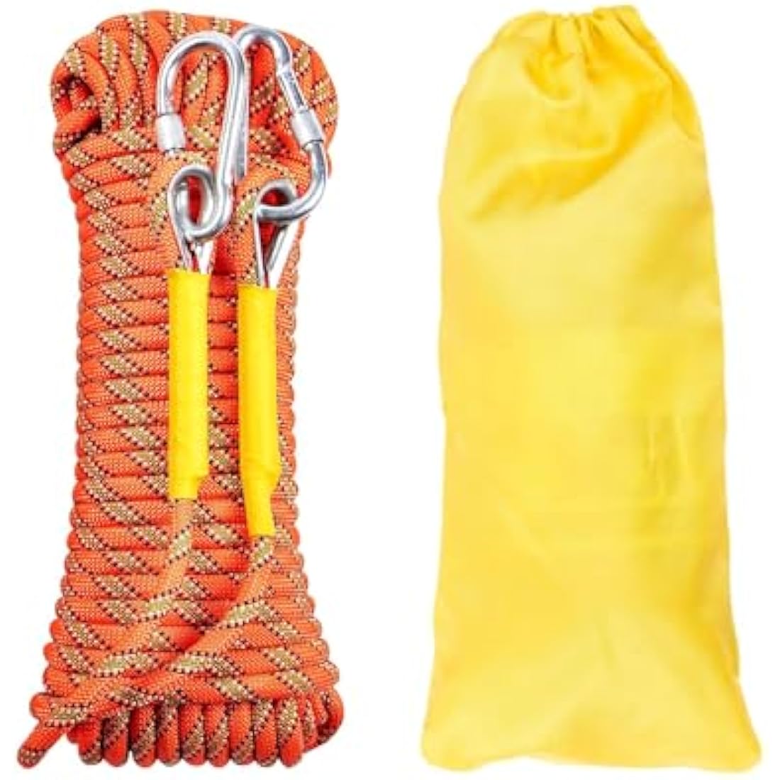 Gangying 50m Climbing Rope 8mm Outdoor Static Rock Climbing Rope High Strength Cord Safety Rope Braid Nylon Rope Escape Rope Fire Rescue Parachute Rope with 2 Carabiner
