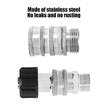 M MINGLE Ultimate Pressure Washer Adapter Set, Stainless Steel Quick Disconnect Kit, M22 Swivel to 3/8 Inch Connect, 3/4 Inch to Quick Release, 8-Pack