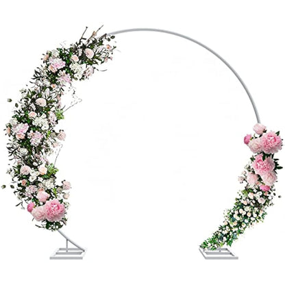 Large Garden Wedding Arch Round: 220x200cm Heavy Duty White Metal Circle Balloon Flower Stand Wedding Archway Arbors Photo Background Decoration for Birthday Party Christmas Events