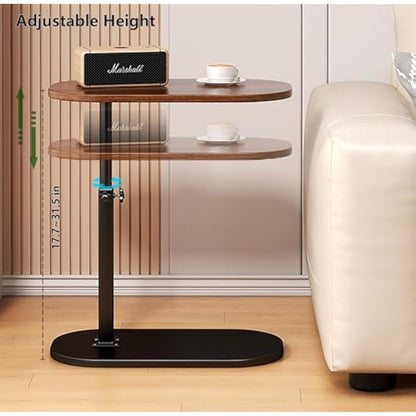AYES Lifting Side Table 360° Swivel C Shaped End Table - TV Tray Table Narrow Side Table Laptop Desk for Living Room Bedroom Bedside Nursing Sofa Reading Study Snack Tea Coffee Couch (Dark Black)