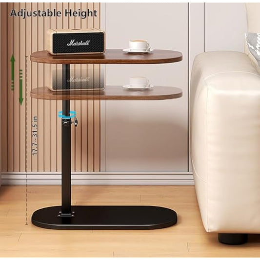 AYES Lifting Side Table 360° Swivel C Shaped End Table - TV Tray Table Narrow Side Table Laptop Desk for Living Room Bedroom Bedside Nursing Sofa Reading Study Snack Tea Coffee Couch (Dark Black)