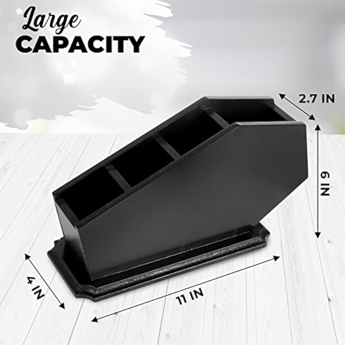 CEFRECO Coffin Brush Holder - Gothic Wooden Makeup Organizer for Vanity - Spooky Halloween Decor for Bathroom, Living Room or Bedroom - Witchy Gifts for Women -Black - 11x6x4 Inches