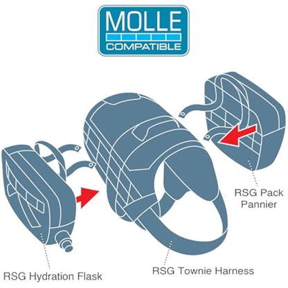 Kurgo RSG Dog Townie Harness, Easy On/Off Dog Hiking Harness, Adjustable, MOLLE Compatible, Extra Large-Coastal Blue