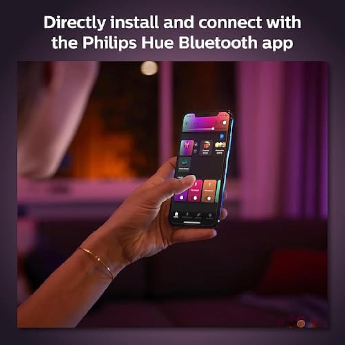 Philips Hue White and Colour Ambiance Smart Bulb Twin Pack LED [B22 Bayonet Cap] - 806 Lumens 60W Equivalent. for Home Indoor Lighting, Livingroom and Bedroom, 2 Count (Pack of 1)