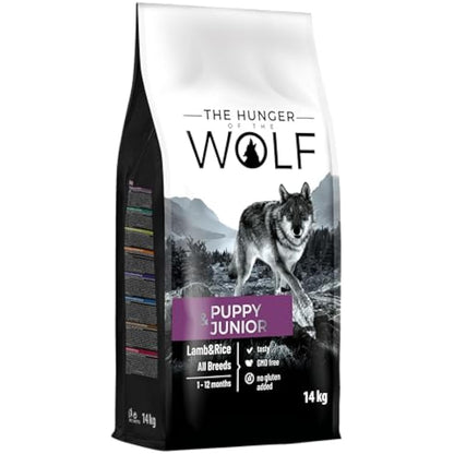 The Hunger of the Wolf Dry Dog Food - For All Breeds, Delicate Formula with Lamb and Rice, Puppy and Junior Dogs - 14 kg