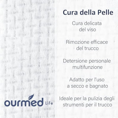 Ourmed Life Face Towels, Disposable Biodegradable Clean Face Wipes for Sensitive Skin, Lint- free Facial Towels for Women Cleansing, Skincare and Makeup Remover, Dry Wipes,300 Count EF Texture