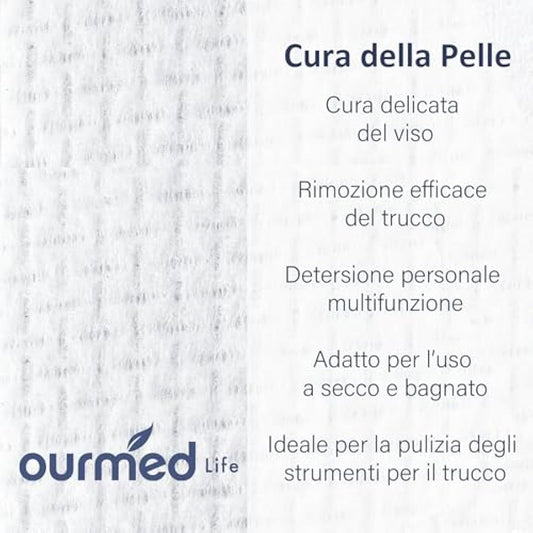 Ourmed Life Face Towels, Disposable Biodegradable Clean Face Wipes for Sensitive Skin, Lint- free Facial Towels for Women Cleansing, Skincare and Makeup Remover, Dry Wipes,300 Count EF Texture