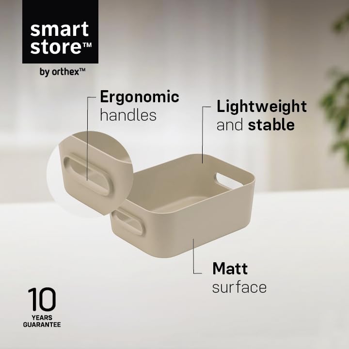 SmartStore Small Plastic Storage Box with Handles 8× 1.5 L | Organiser Basket for Bathroom, Laundry, Kitchen, Office Drawers and Shelves