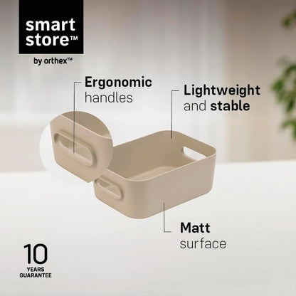 SmartStore Small Plastic Storage Box with Handles 8× 1.5 L | Organiser Basket for Bathroom, Laundry, Kitchen, Office Drawers and Shelves
