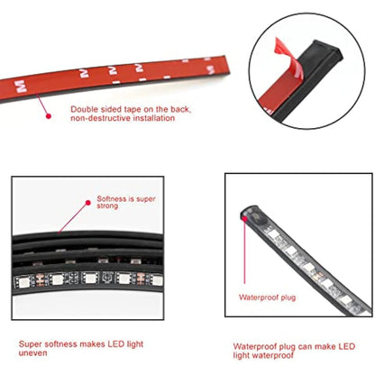 GDICONIC 4x RGB LED Under Car Tube Strip Underglow body Neon Light Kit Phone App Control RGB LED Strips Bluetooth Car Atmosphere Lights