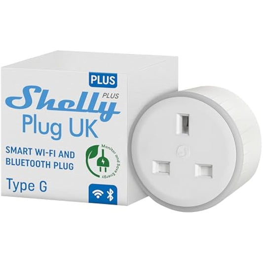 Shelly Plus Plug UK, Smart Wi-Fi Outlet with Power Metering, Remote Control Socket, Max 3000W, Custom Schedules, Home Automation(13A) Compatible with iOS, Android, Alexa, Google Home, SmartThings
