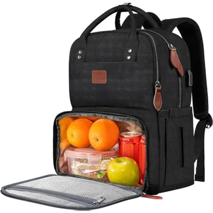 MATEIN Laptop Lunch Backpack, Picnic Backpack with Insulated Compartment, 17 Inch Ice Rucksack for Men Women with USB Port, Cooler Lunch Bag for Camping Travel Business Work, Black