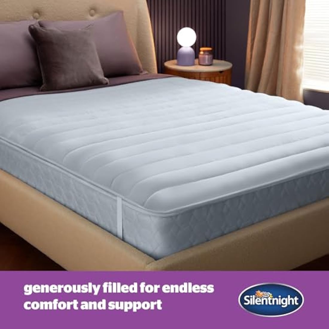 Silentnight Deep Sleep Mattress Topper King Size Bed - Soft Supportive Comfortable Durable Bed Topper with Easy Fit Elasticated Straps - Hypoallergenic and Machine Washable - King - 200x150cm