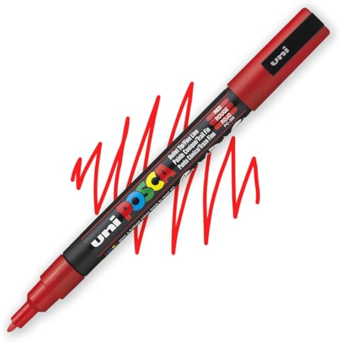Posca Water Based Permanent Marker Paint Pen - Multi Surface Use - PC-3M 0.9-1.3mm Fine - Set of 16 Pens in Plastic Gift Wallet - Full Spectrum