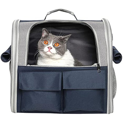 Pet Carrie Large Portable Backpack for Cat Puppy Dog up to 10kg - Capsule Breathable Travel Rucksack with Ventilated Mesh 3 Side Entry Top-Opening Foldable, Airline Approved for Outdoor Daily Use