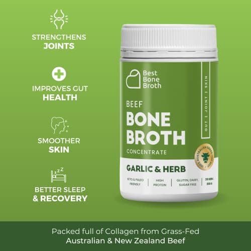 Bone Broth Premium Beef Bone Broth Concentrate Italian Herb Flavour - 100% Sourced from AU Grass-Fed, Pasture-Raised Cattle - Bone Broth Collagen