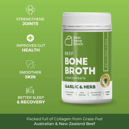Bone Broth Premium Beef Bone Broth Concentrate Italian Herb Flavour - 100% Sourced from AU Grass-Fed, Pasture-Raised Cattle - Bone Broth Collagen