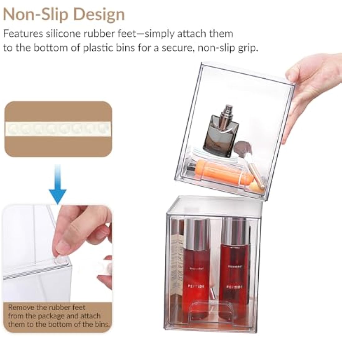 Stackable Makeup Organiser and Storage,Clear Acrylic Cosmetic Drawers with Handles for Dressing Table,Under Counter,Kitchen Cabinets,Pantry, Home Organisation and Storage