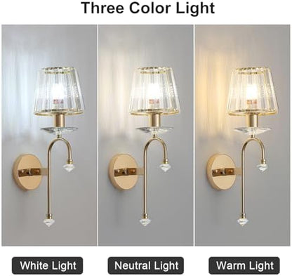 Modern Crystal Wall Light Sconce, E14 Rose Gold Crystal Wall Lamp, Wall Lighting Fixtures for Living Room Bedside Bedroom Corridor Dining Room Hallway (Gold-B)
