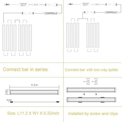 AIBOO Under Cabinet Lights Kit LED Rigid Bar with Dial Dimmer Switch for Kitchen Cupboard Closet Lighting (2700K Warm White, 8 Panels)