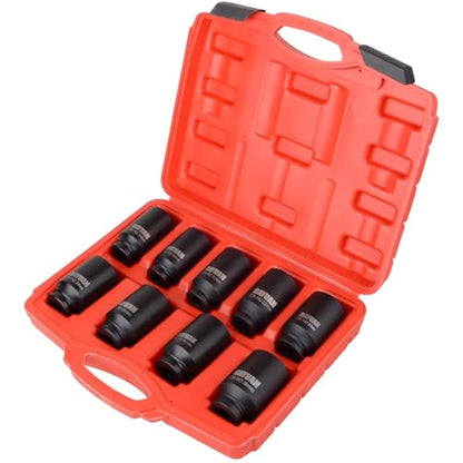 9 AXLE NUT HUB Impact 1/2" Drive Socket 29 30 31 32 33 34 35 36 38MM Socket Set