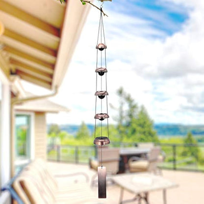 Temple Red Copper Wind Chimes, 3 Bells - Feng Shui Chimes for Garden Outdoor and Porch