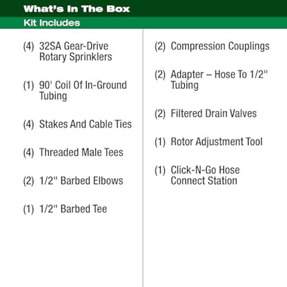 Rain Bird 32HE In-Ground Pro Rotor Pop-up Sprinkler System Kit with Click-N-Go Garden Hose Connection