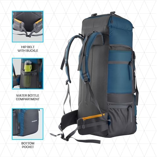 TRAWOC STONEX 60 Ltr Travel Backpack Trekking Rucksack bag for Men & Women Travel Bag Hiking Backback, HK001