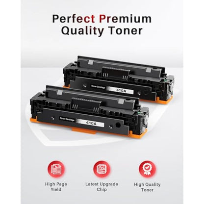 Halloya 410A Compatible Toner Cartridges Replacement for HP CF410A 410X CF410X for Color LaserJet Pro M477fdw M477fnw M477fdn M452nw M377dw M452dn M452dw M477dw M477nw (2BK)