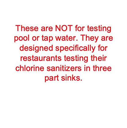 Six Pack Restaurant Sanitizer Chlorine Test Paper, 10-200 ppm [6 Vials of 100 Paper Strips]
