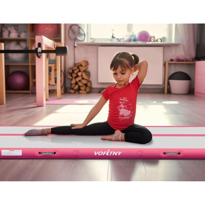 VOFiTNY All Purpose Gymnastics Mat 10’x3.3’x4’’ Sturdy Inflatable Tumbling Track Cheer Mat for Home/Gym Pink