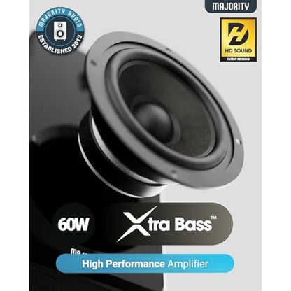 MAJORITY D40 | Active Bluetooth Bookshelf Speakers | Amplified HiFi Speakers with 60W 2.0 Channel 4" Drivers | Powered Studio Loudspeakers with Optical, RCA, USB & AUX Input | Remote Control Included