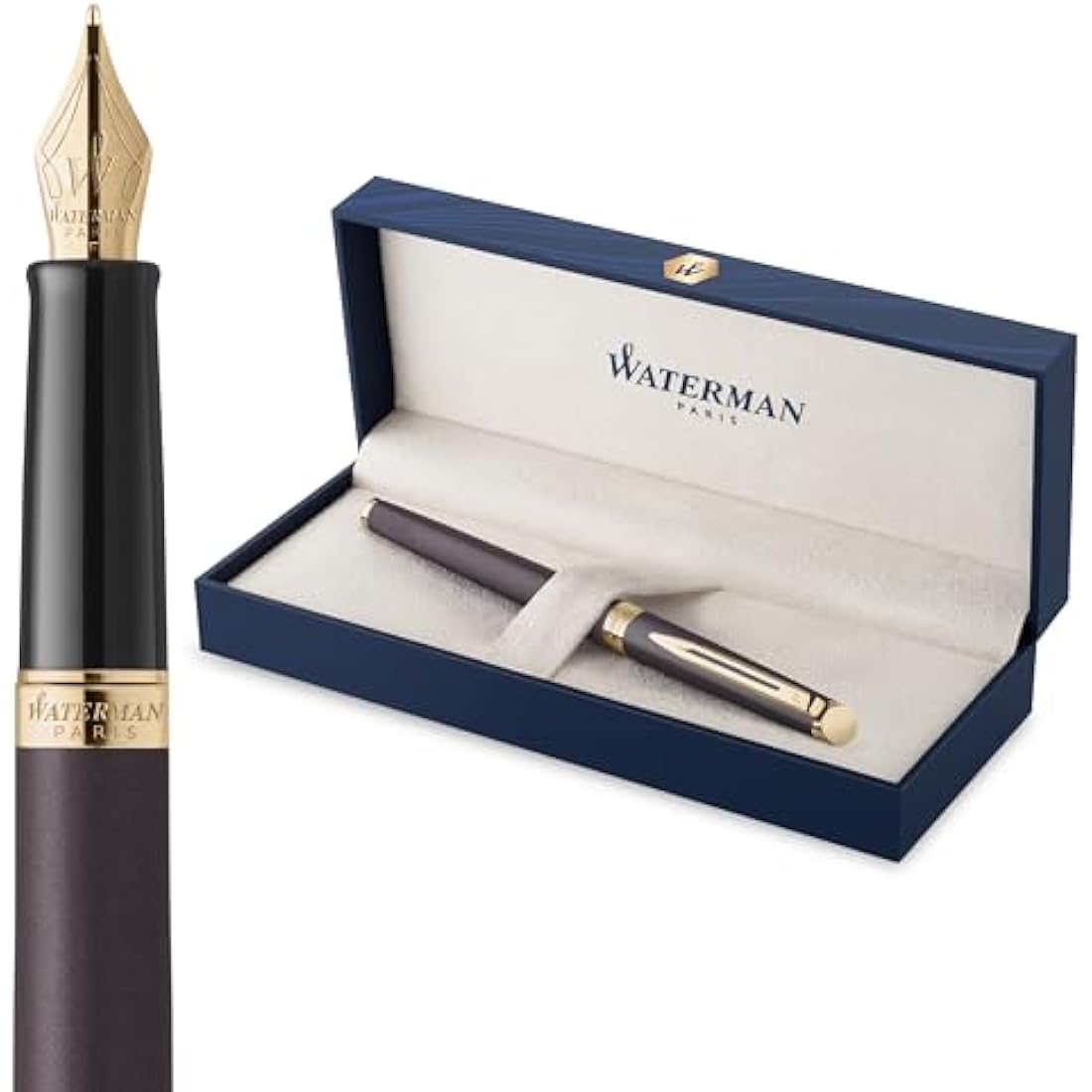 Waterman Hémisphère Fountain Pen | Lava Black (The Understated Edit Collection) | Fine Nib with Blue Ink | Gift Box