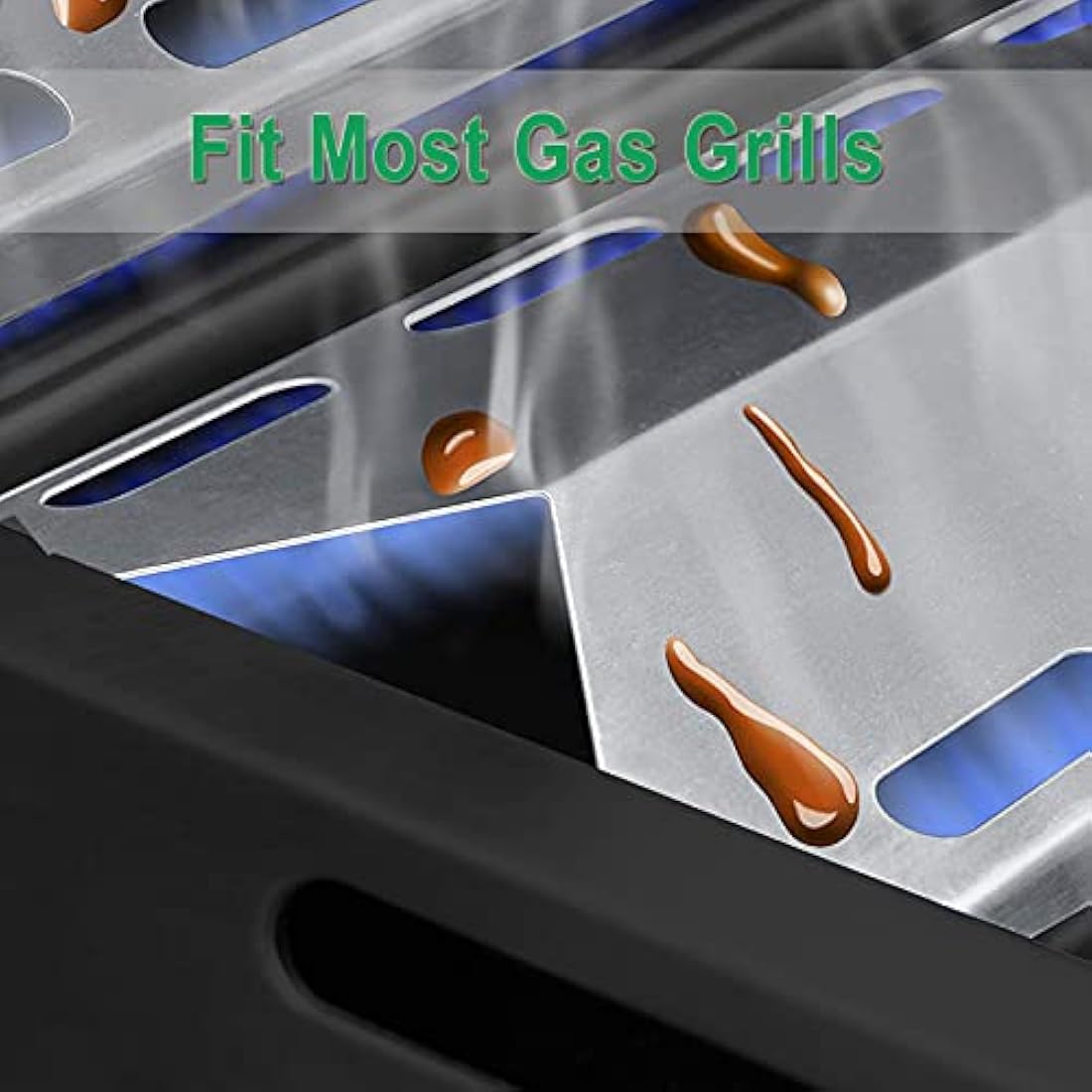 WELL GRILL 2-Pack Stainless Steel Heat Plate, Barbecue Flame Diffuser Tamer for Gas Grill, 41 cm Lx 14 cm W