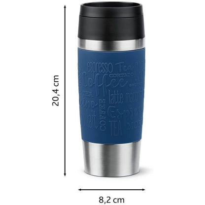 Tefal Travel Mug Classic Blue, Comfort Screw Lid, Quick Press, Soft-Touch Sleeve, Travel-Ready, Reusable, 100% Leak-Proof, Keeps Drinks Cold (8 hrs) and Hot (4 hrs), 360° Drinking, N2020310