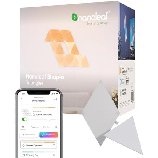 Nanoleaf Shapes Triangle Expansion Pack, 3 Additional Smart Light Panels LED RGBW - Modular Wi-Fi Colour Changing Wall Lights, Works with Alexa Google Assistant Apple Homekit, for Room Decor & Gaming