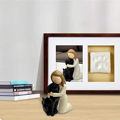 Carracci Black Dog Angel Figurines, Angel Dog Friendship Memorials, Sculpted Hand-Painted Figures for Dog Lovers